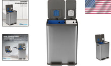 Load image into Gallery viewer, High-Capacity 60L Kitchen Step Trash Can with Dual Compartments &amp; Soft-Close Lid
