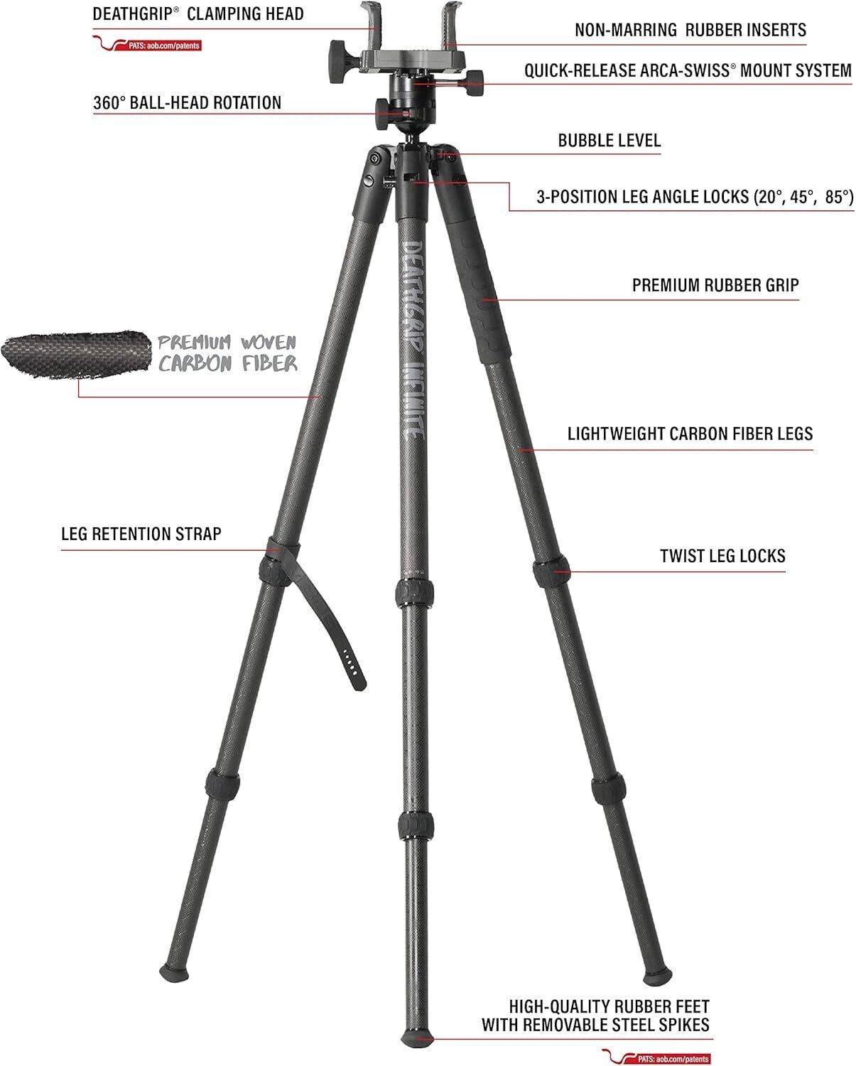 DeathGrip Infinite Carbon Fiber Tripod with 360° Ball Head & Quick-Release