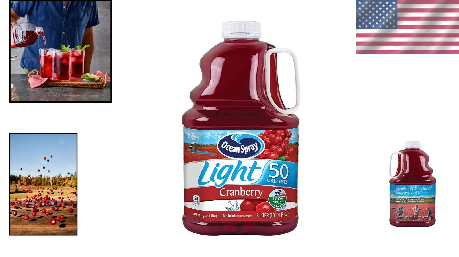 Cran50 Cranberry Juice Drink - 101.4 Fl Oz Pack of 6, 50 Calories per Serving