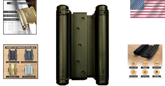 6-Inch Rust-Resistant Double Action Spring Hinge - Matte Black, 70 lb Capacity