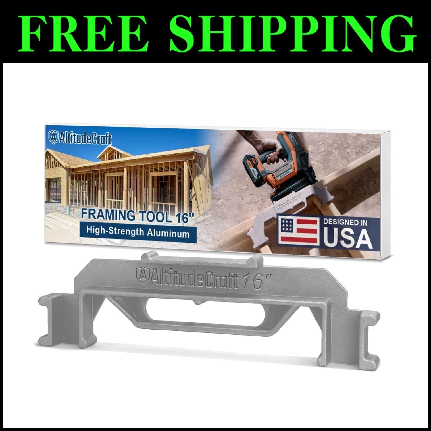 16-Inch Precision Framing Stud Layout Tool - Efficient Construction Jig