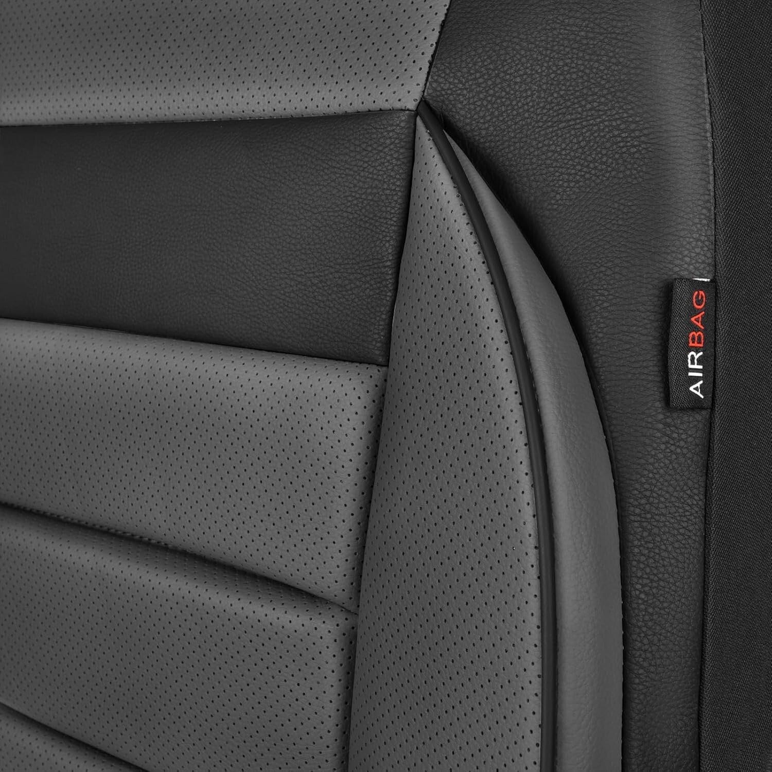 Elegant Gray & Black Leather Seat Covers for SUVs, Sedans & Vans – Full Coverage
