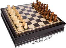 Load image into Gallery viewer, Sophisticated Inlaid Chess Board Game with 32 Weighted Wooden Pieces - 18 Inches