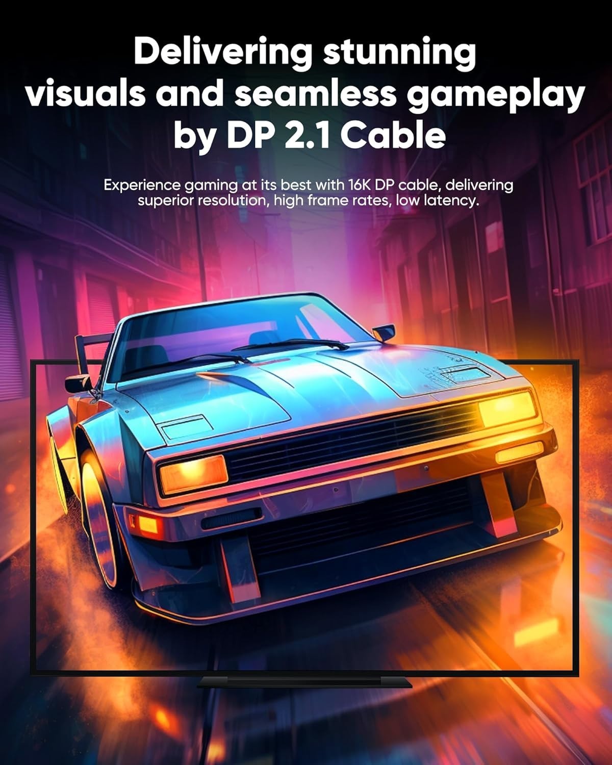 15FT DisplayPort 2.1 Cable - 54Gbps, 16K@60Hz, Braided with Anti-Interference