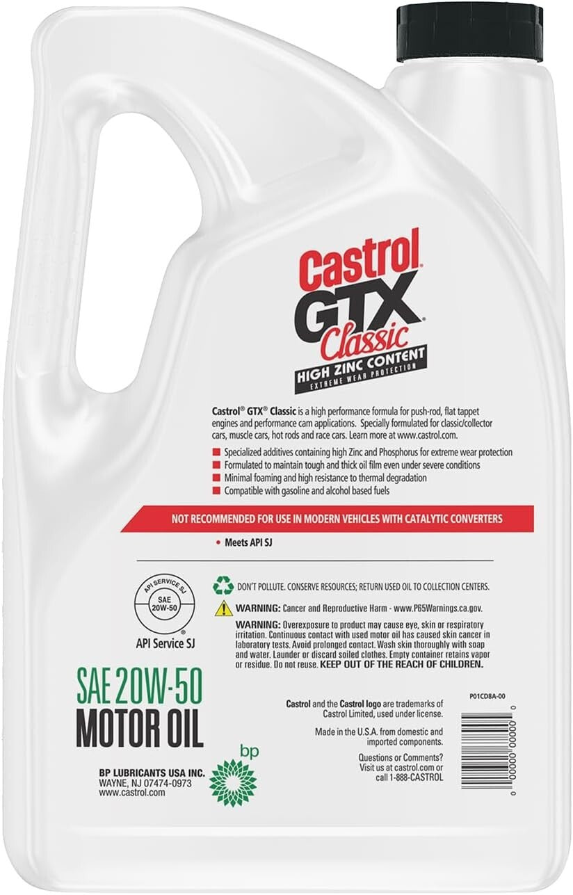 Universal Fit 20w 50 Motor Oil, 15 Quarts Total - High Performance Protection