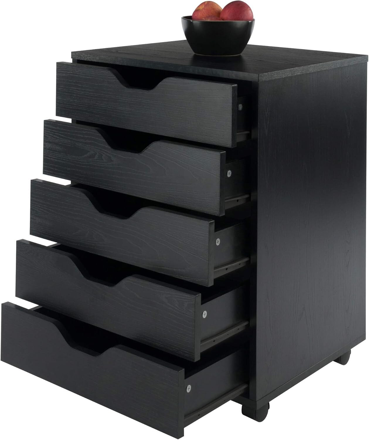 Versatile 5-Drawer Black Storage Cabinet with Locking Casters for Easy Mobility