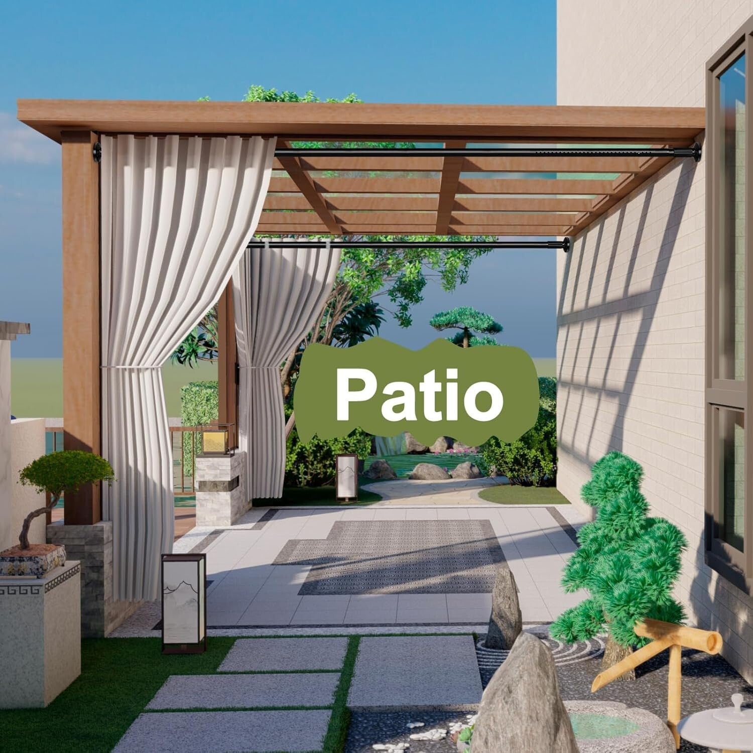 Adjustable No-Drill Tension Shower Curtain Rod 51-86 Inches - Rust-Resistant