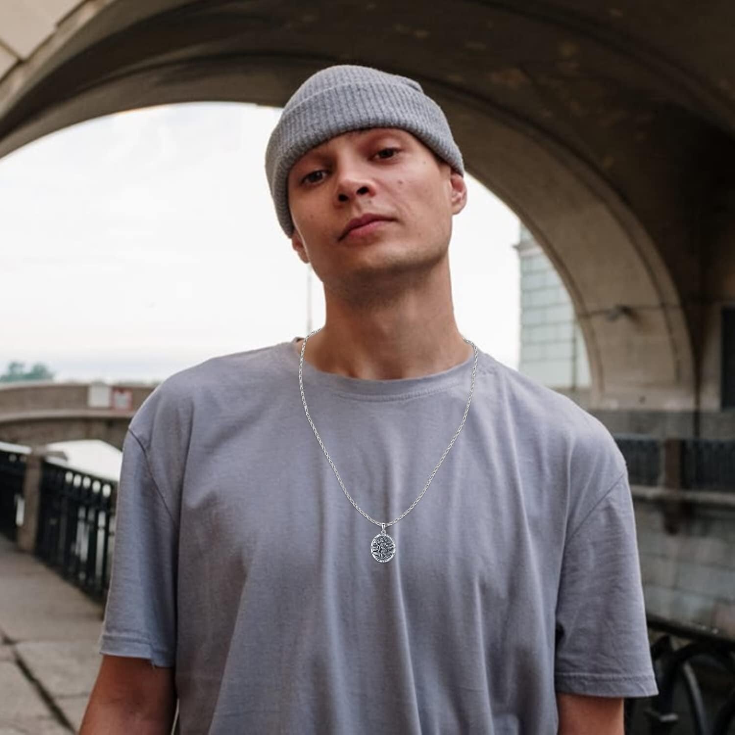 Stylish S925 Sterling Silver St Christopher Necklace - Perfect for Any Occasion