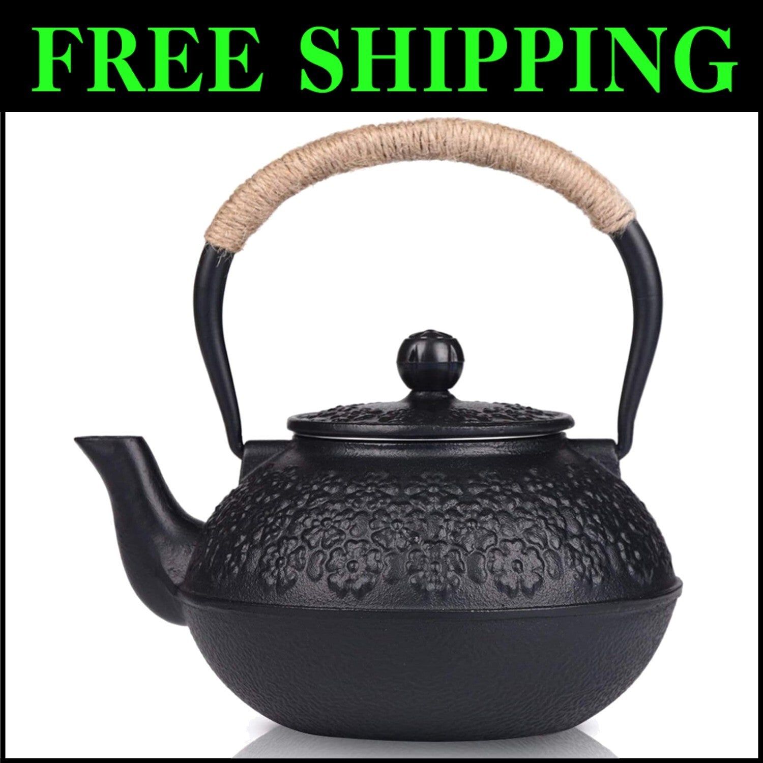 Handcrafted 1200ml Cast Iron Teapot with Enamel Interior for Flawless Brewing