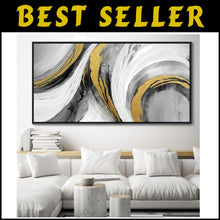 Load image into Gallery viewer, Versatile 29"X58" Large Abstract Wall Art in Black, White &amp; Gold - Perfect Gift