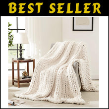 Load image into Gallery viewer, Breathable and Soft Chunky Knit Chenille Throw Blanket - Elegant Ivory 80''x90''