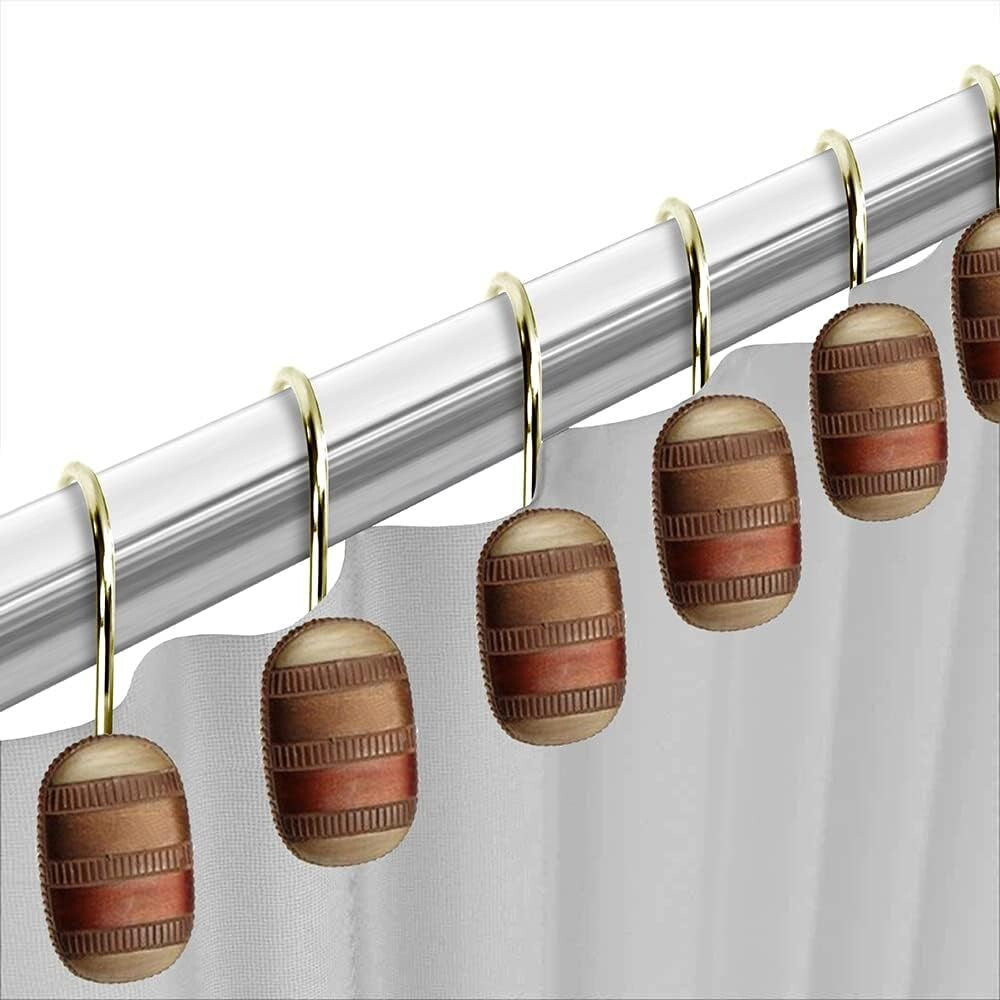 Durable 13-Piece Bathroom Shower Curtain Set with Elegant Striped Pattern