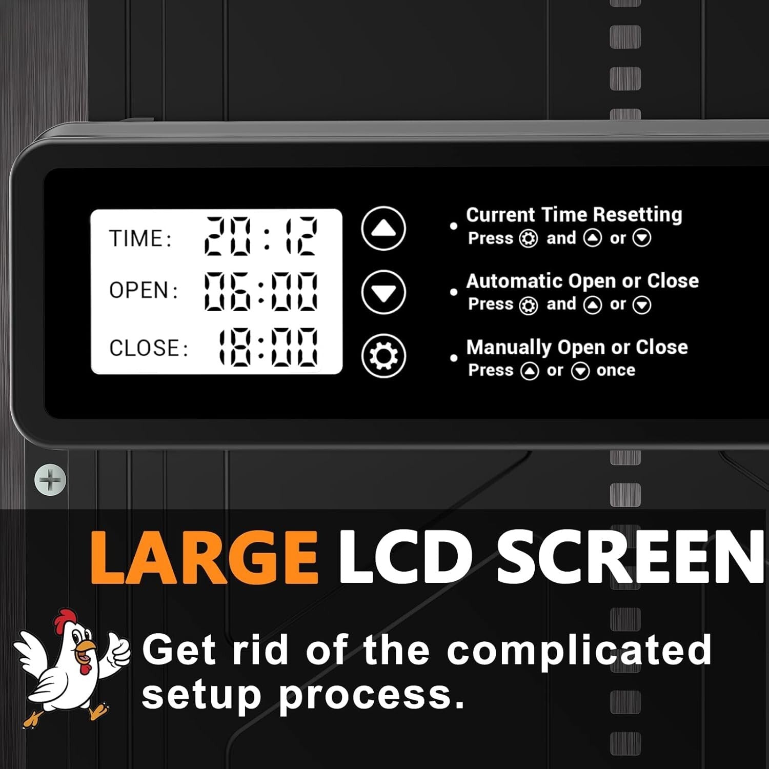 Large Automatic Poultry Door with Timer & User-Friendly LCD - Ideal for Any Coop