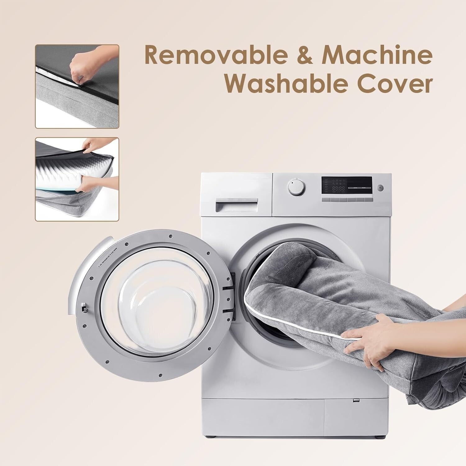 Grey Waterproof Memory Foam Dog Bed for Extra Large Breeds - Easy to Clean