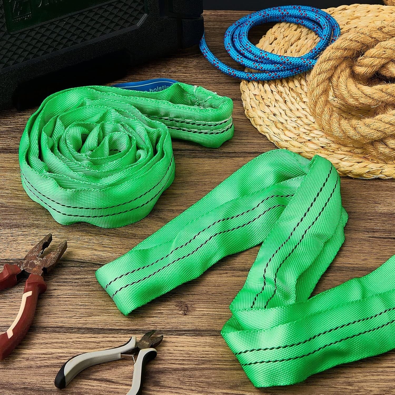 Professional-Grade Lifting Straps - 12 Ft Polyester Slings with 5300 LB Capacity