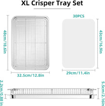 Load image into Gallery viewer, Stainless Steel Air Fryer Basket Set with 30 PCS Parchment Paper - 18.6" x 12.8"
