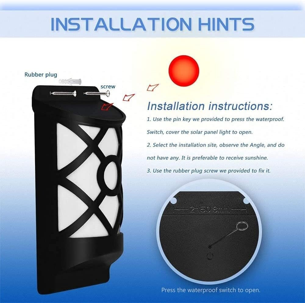 Dancing Flame Solar Lights for Outdoor Ambiance - Easy Wall Mount Installation