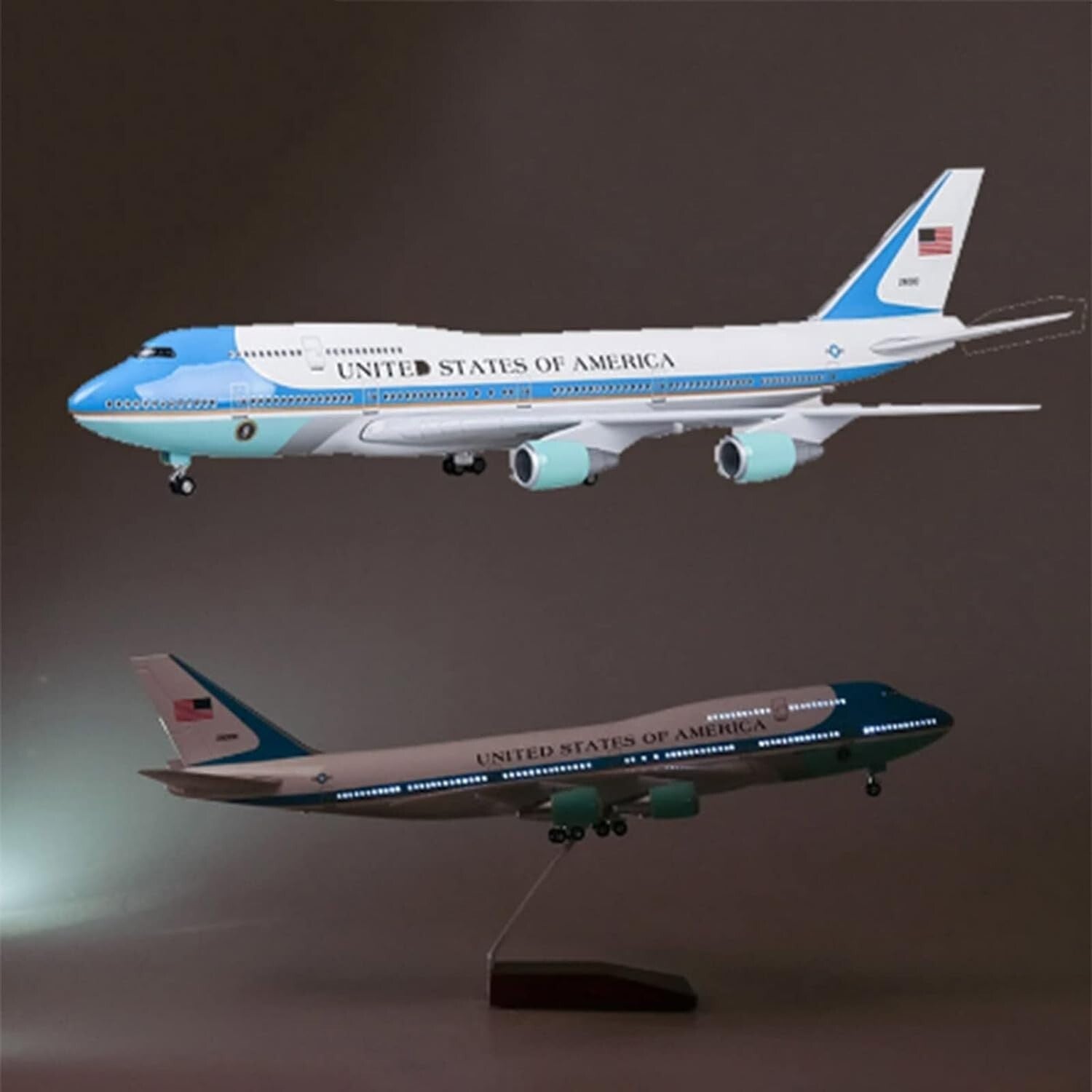 Elegant 18.5" Boeing 747 Diecast Airplane - Voice Control & Cabin Light Features