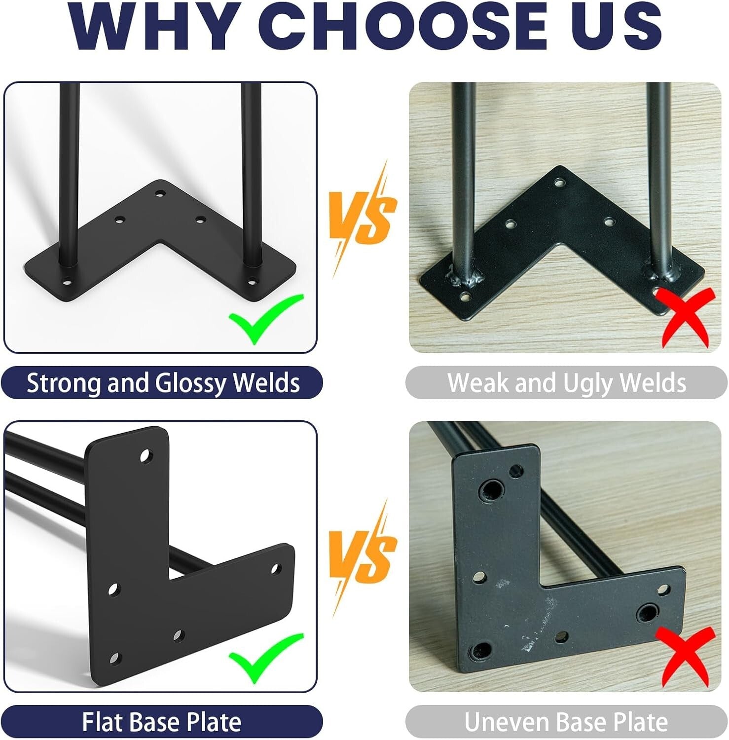 Durable 24" Hairpin Legs Set - Solid Metal Supports Up to 400 lbs for Furniture