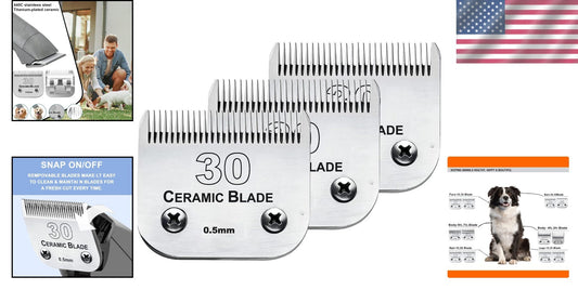 Heat Resistant 3-Pack Dog Clipper Replacement Blades - Fits Wahl/Oster Models