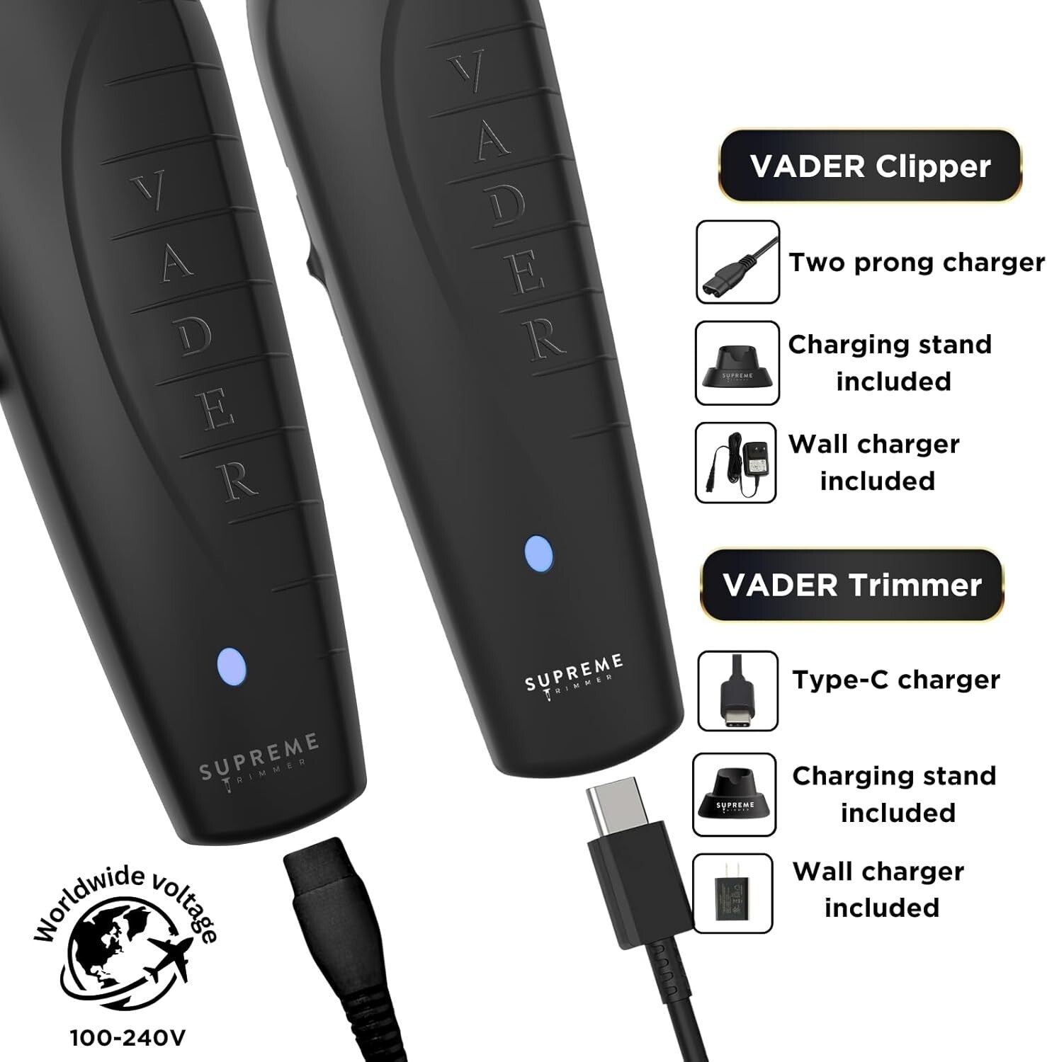 Cordless Clipping & Trimming Kit with Long-lasting DLC Blades - Black Elegance