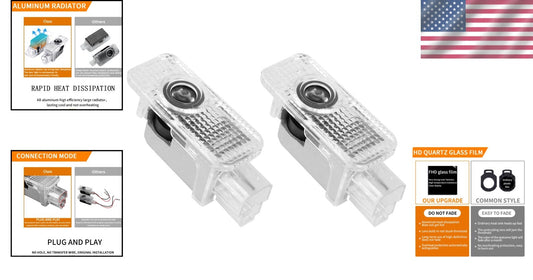 2 Pcs LED Ghost Shadow Door Lights for Audi Models - Fade Resistant Projection