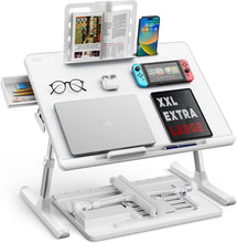 Load image into Gallery viewer, Versatile White Laptop Bed Desk - Height Adjustable for Work &amp; Relaxation