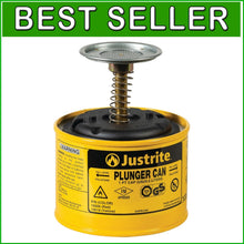 Load image into Gallery viewer, Compact Steel Plunger Can for Safe Solvent Dispensing - Yellow, FM Approved