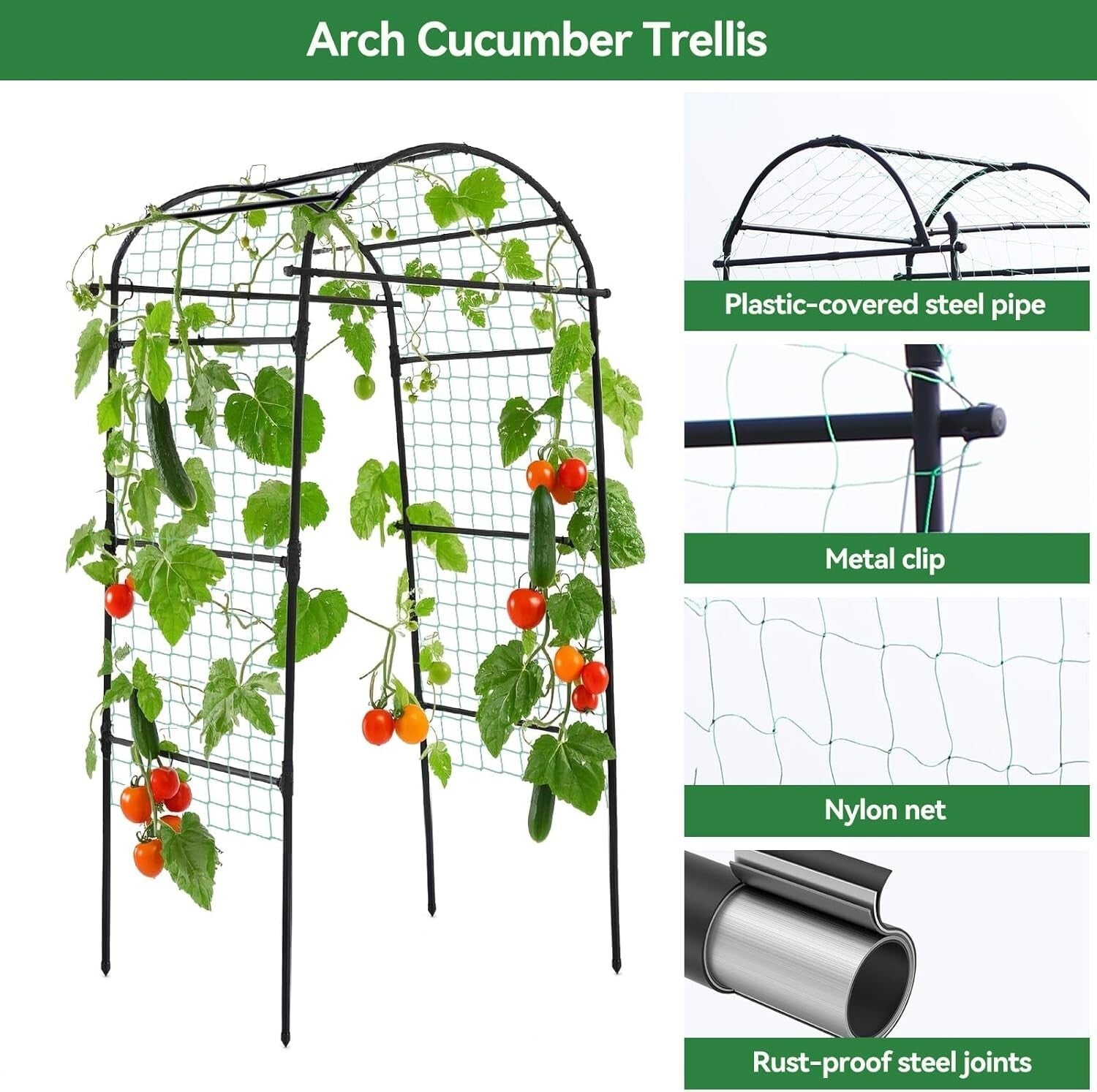 Elegant 80-Inch Garden Arch Trellis for Climbing Plants - Durable Metal Support