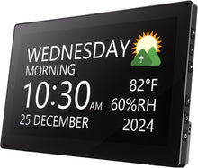 Load image into Gallery viewer, Sleek 10.1-Inch Digital Clock with Temperature &amp; Humidity - Perfect for Home