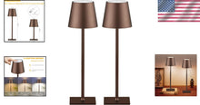 Load image into Gallery viewer, Versatile 2 Pack Brown Cordless LED Table Lamps with Eye Protection and Dimming