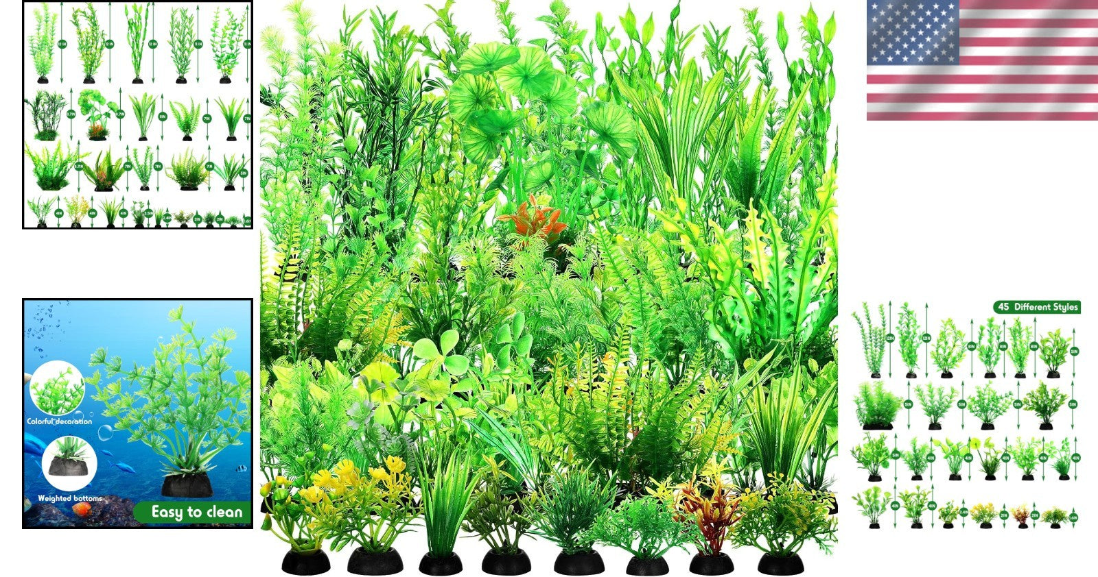 100 Pcs Artificial Aquarium Plants - Vibrant Fish Tank Decorations (45 Styles)
