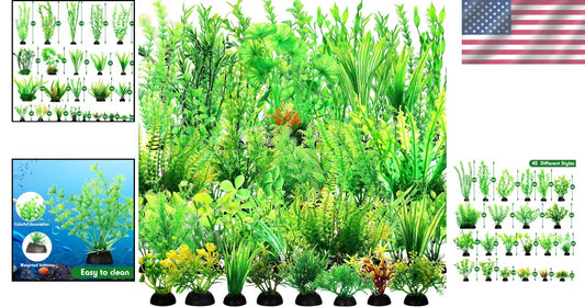 100 Pcs Artificial Aquarium Plants - Vibrant Fish Tank Decorations (45 Styles)