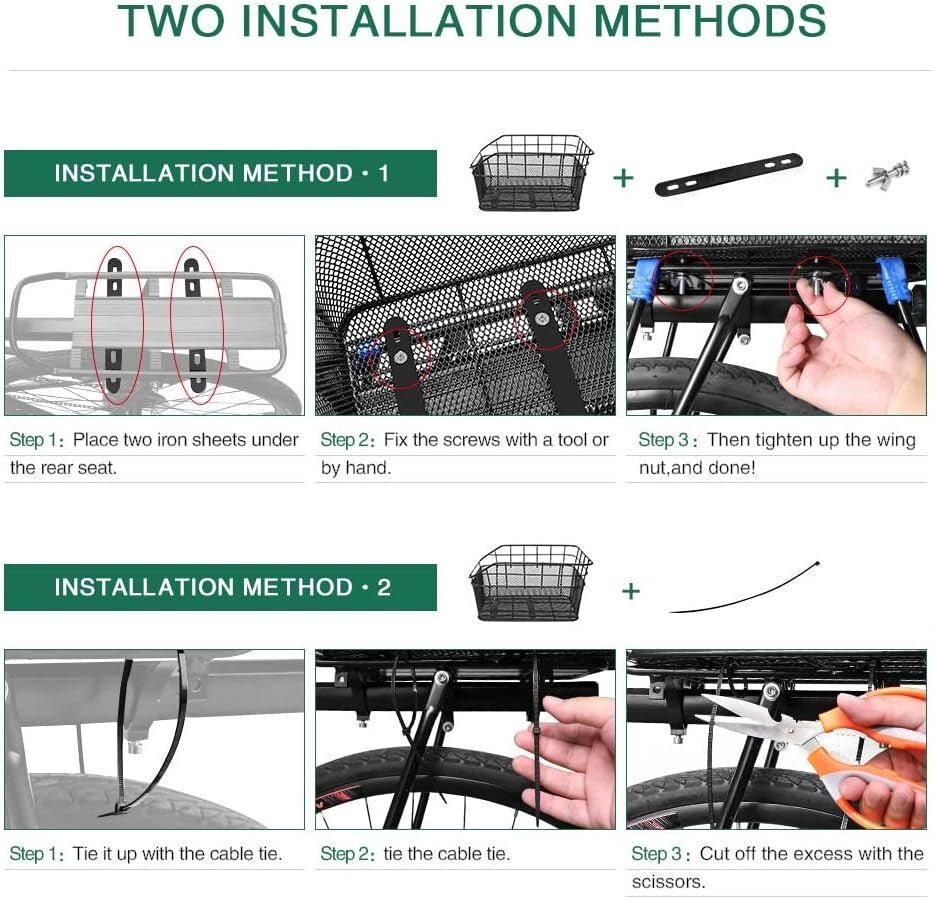 Versatile Rear Bike Basket with Waterproof Liner for Secure Cargo Transport