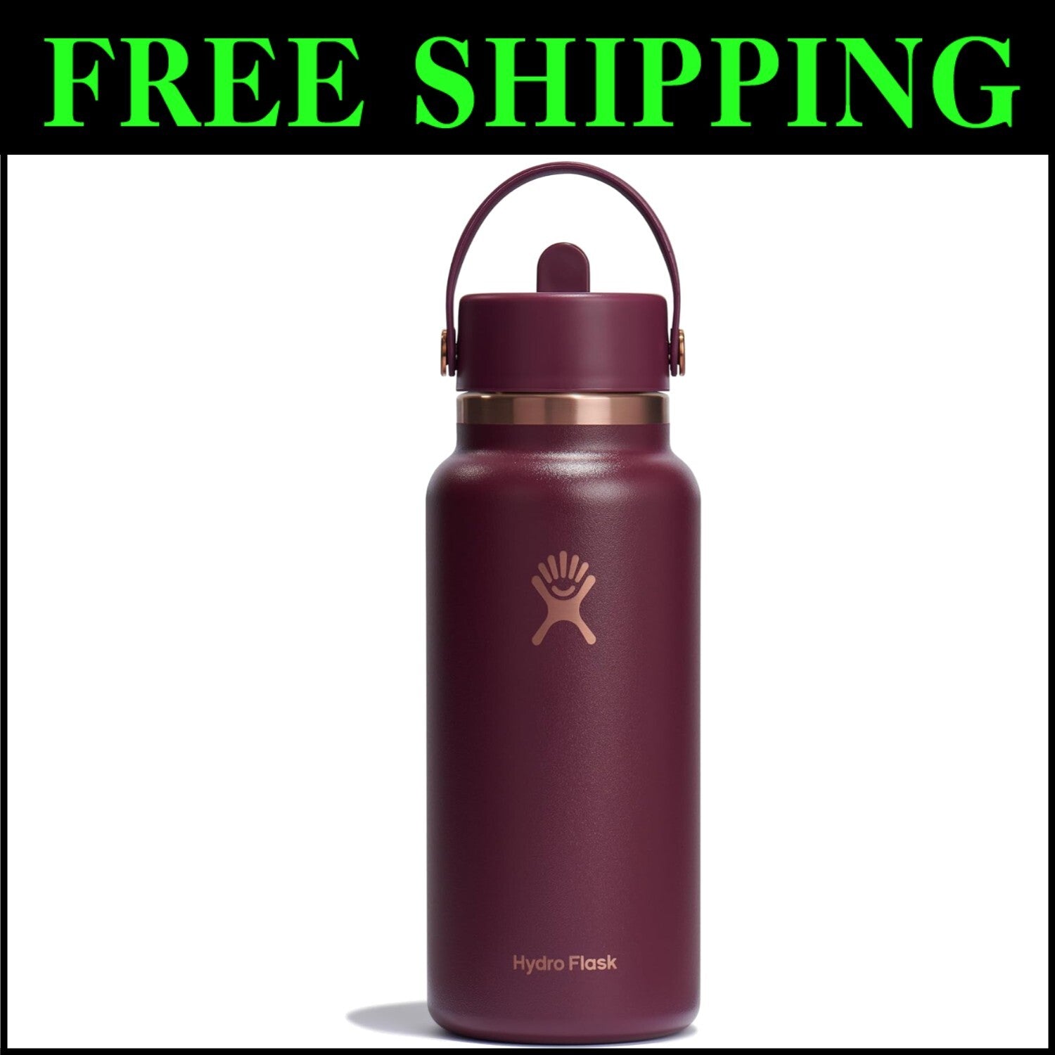 Black Cherry Rose Gold Insulated Water Bottle - 24 Hours of Cold Refreshment