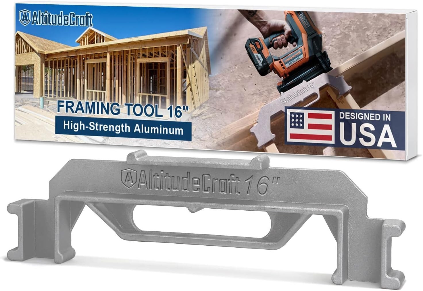 16-Inch Precision Framing Stud Layout Tool - Efficient Construction Jig