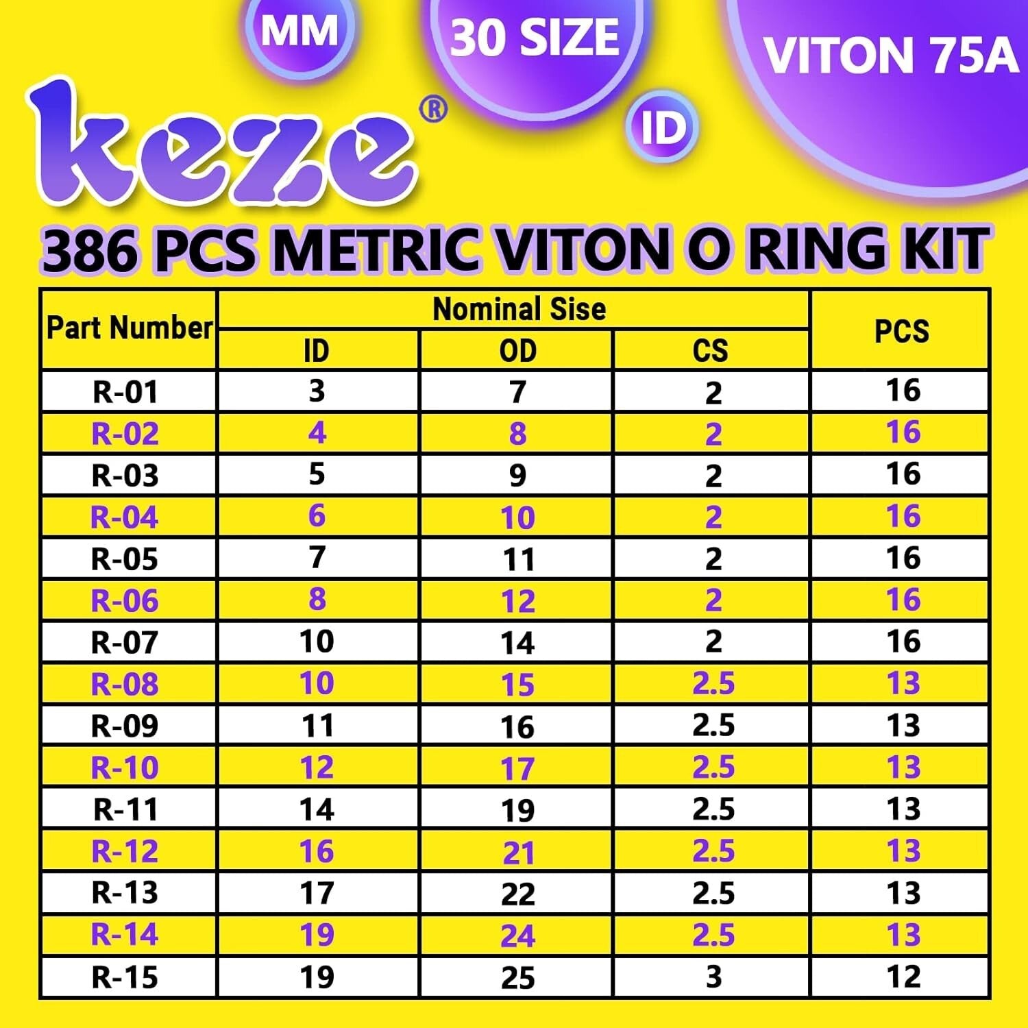 30-Size Brown Viton O-Ring Set with 4 Removal Hooks for Comprehensive Repairs