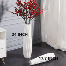 Load image into Gallery viewer, Durable 24-Inch White Ceramic Vase with Floral Pattern - Modern Home Centerpiece