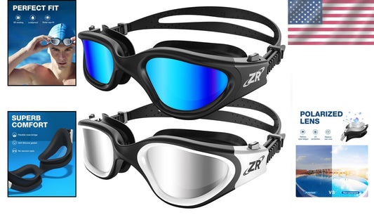 Durable Silicone & Polycarbonate Swim Goggles - 2 Pack with Clear Vision Lenses