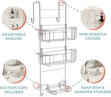 Load image into Gallery viewer, Adjustable Shower Caddy Organizer in Durable Stainless Steel - Fits Most Doors