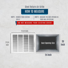 Load image into Gallery viewer, Durable Steel Return Air Grille for 24x20 Duct - White HVAC Vent Cover