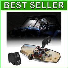 Load image into Gallery viewer, Wide-Angle UTV Rearview Mirror with Bright LED Light and 360° Adjustment