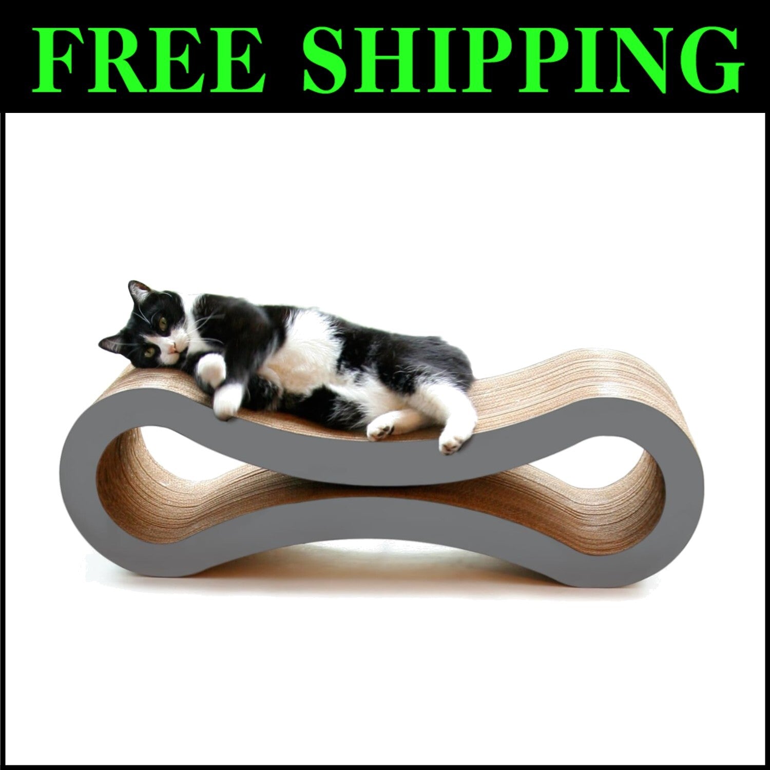 Large Indoor Cat Lounge and Scratcher with Catnip - Sustainable Cardboard Design