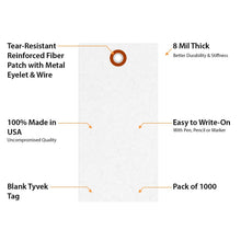 Load image into Gallery viewer, Durable 1000-Pack Blank White Shipping Tags - 4.75" x 2.375" with Metal Eyelet