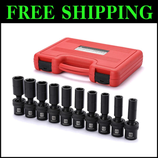 Lightweight 10-Piece Impact Socket Set - Chrome Molybdenum with Black Finish