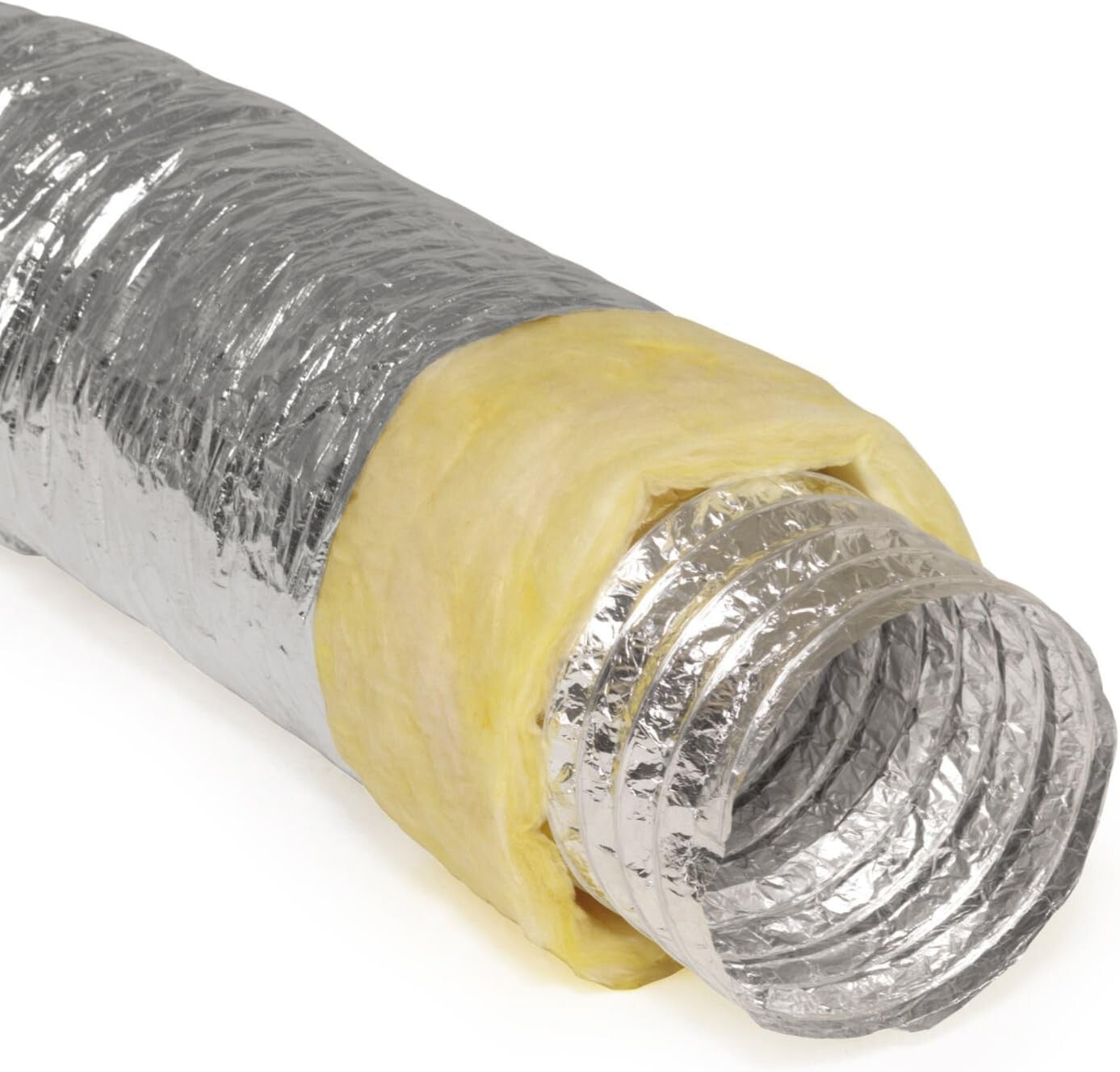4-Inch Heavy-Duty Insulated Aluminum Duct Pipe - 25 Feet Long for HVAC Systems