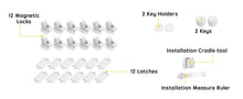 Load image into Gallery viewer, Efficient Childproofing: 12 Adhesive Magnetic Locks &amp; 2 Key System for Cabinets
