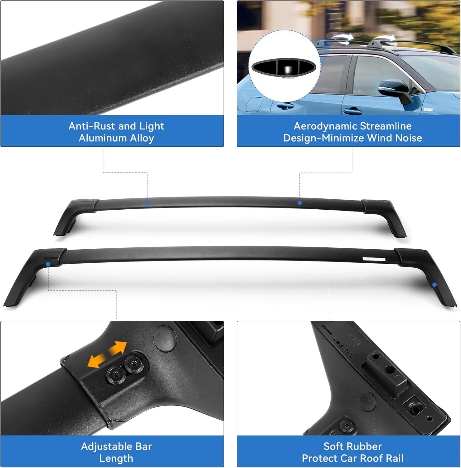 Maximize Adventure with 220LBS Roof Rack Cross Bars for 2019-2025 RAV4 Models