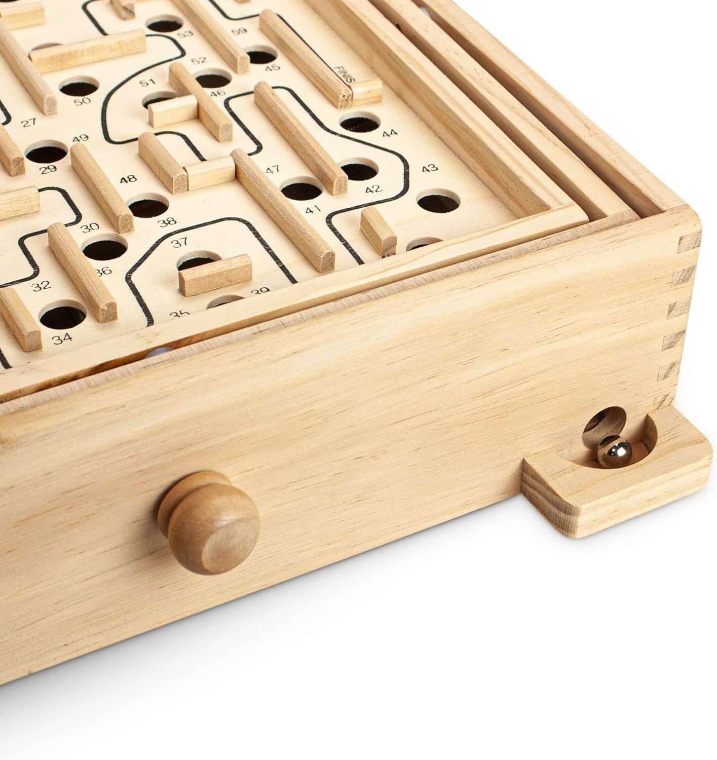Interactive Wooden Maze Labyrinth Game for Kids - 13.5" x 13" Educational Fun