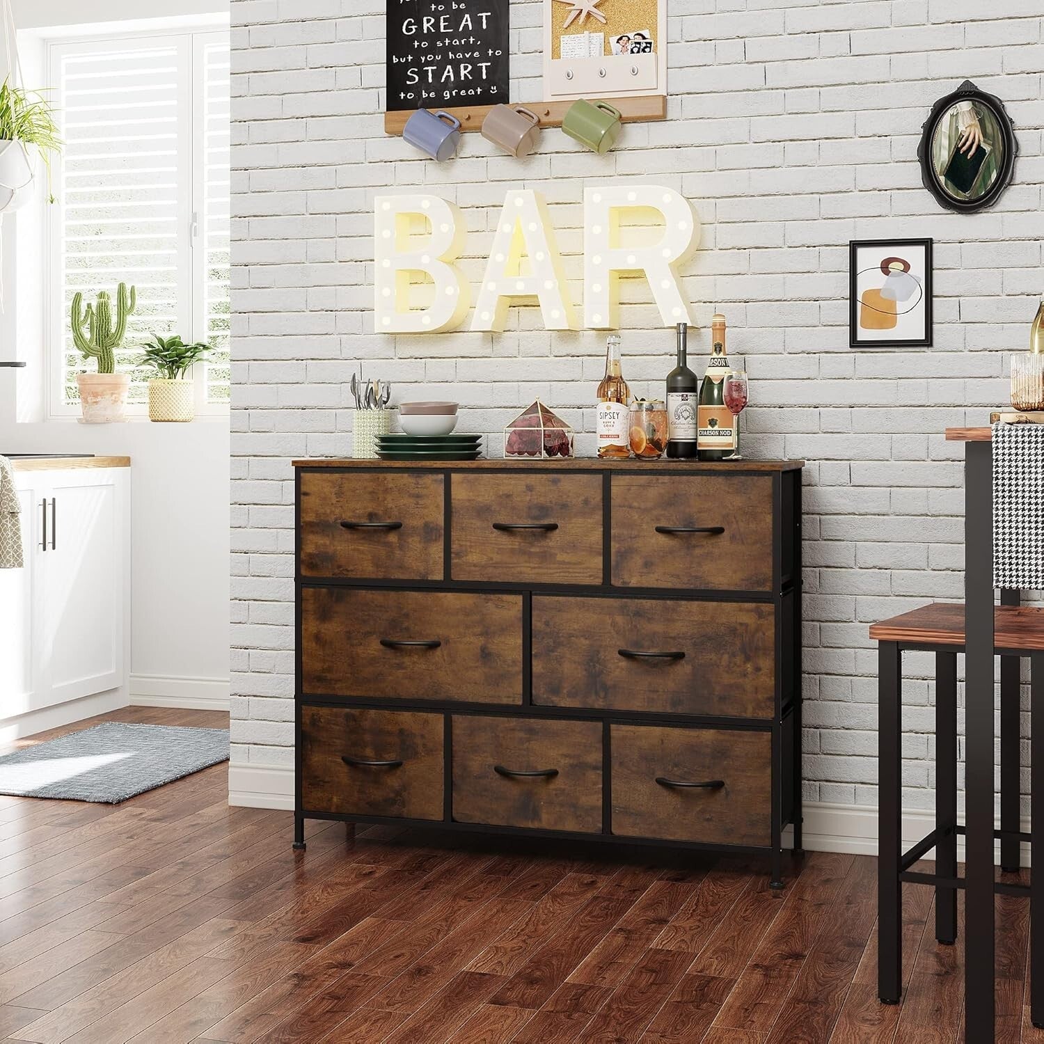 Multifunctional Fabric Dresser with 8 Deep Drawers - Versatile Storage Solution